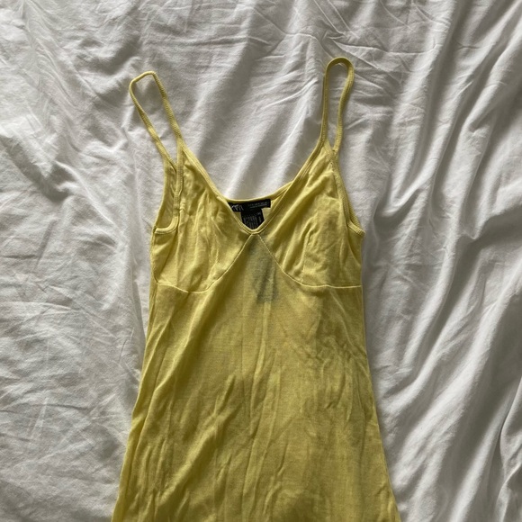 Zara Semi Sheer Yellow Tank - Picture 3 of 5